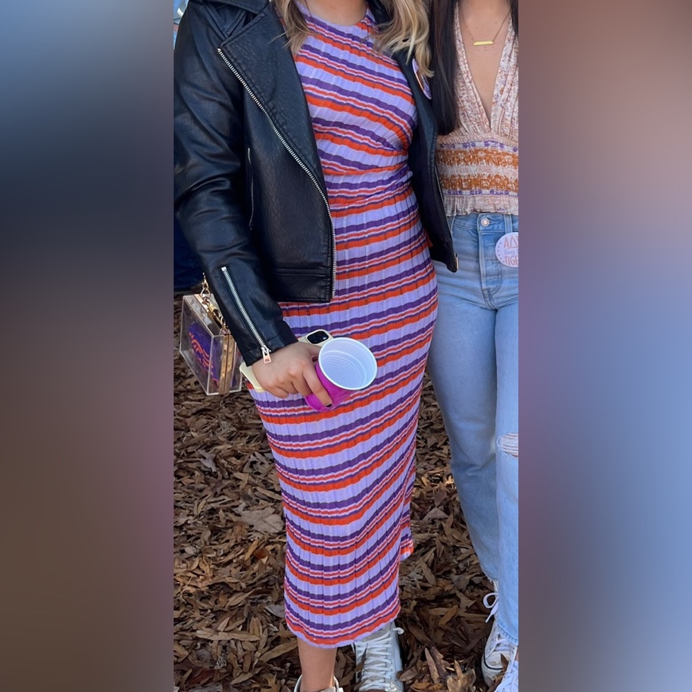 Zara sleeveless knit maxi dress- orange and purple